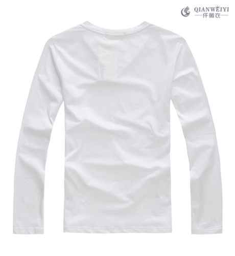 2015春秋季全棉长袖V领广告衫T恤